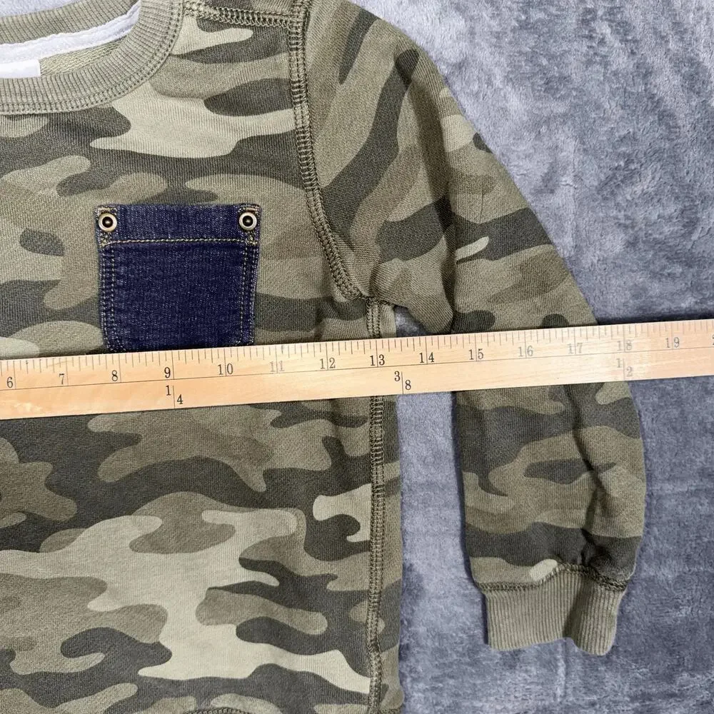 Carter's Kids‎ Camouflage Sweatshirt Size 6 Long Sleeve Crewneck Denim Pocket